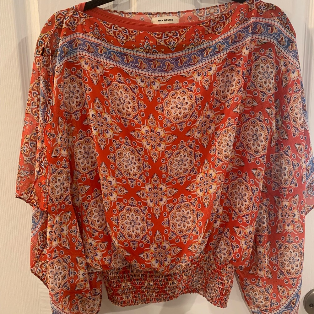 Max Studio blouse with sexy side slit sleeves.